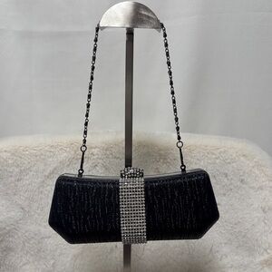 Elegant Black Clutch with Rhinestone Detail